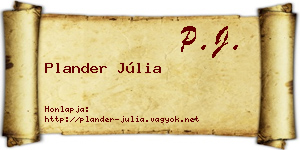 Plander Júlia névjegykártya