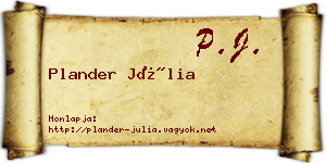 Plander Júlia névjegykártya